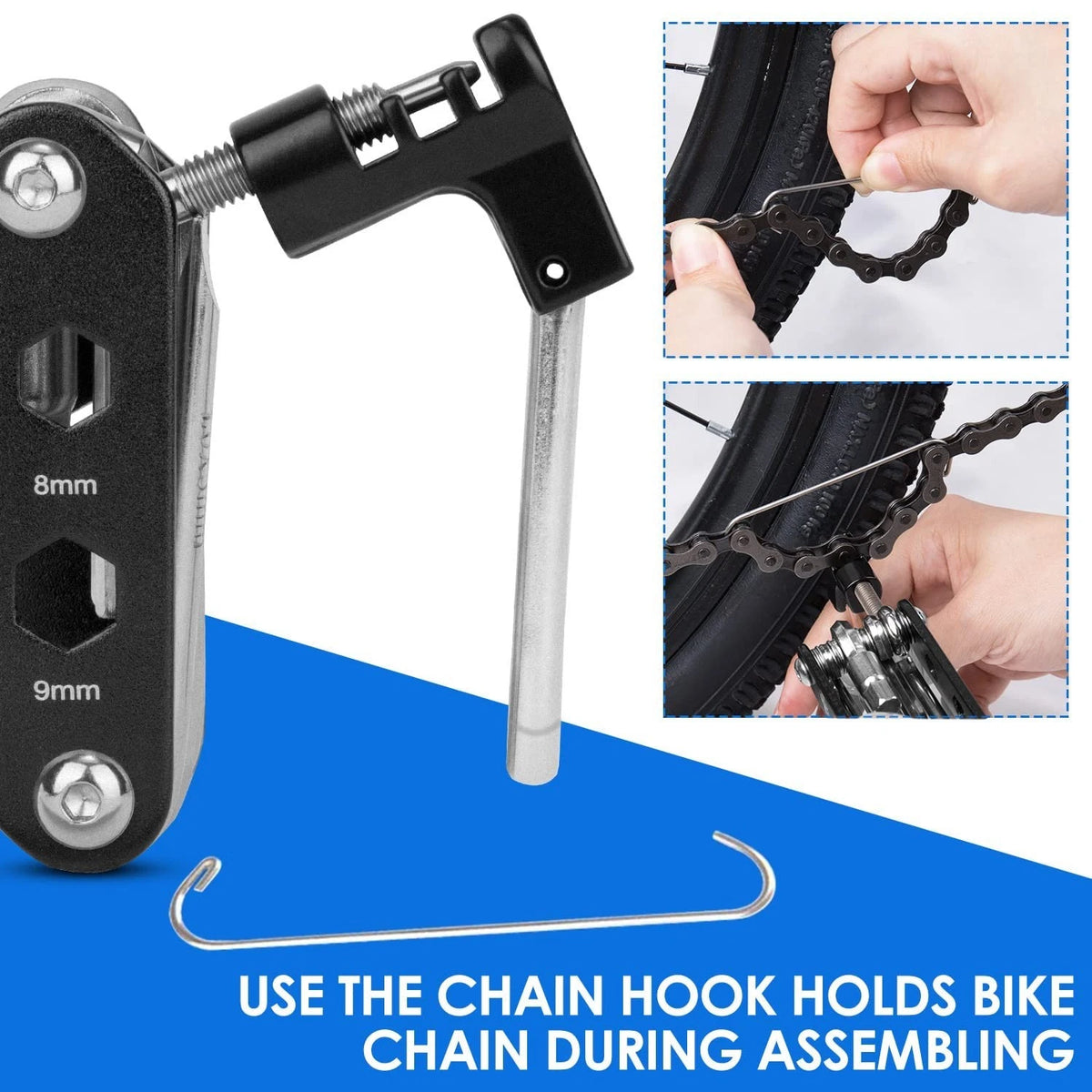 WOTOW Bike Repair Tool Kit & Saddle Bag, 14 in 14 1 Multitool (Black)