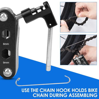 WOTOW Bike Repair Tool Kit & Saddle Bag, 14 in 14 1 Multitool (Black)