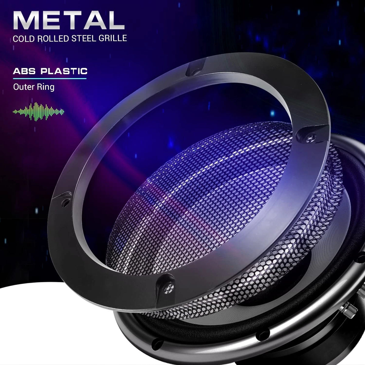 Facmogu 2PCS 4in Black Round Speaker Grills Cover, Metal Mesh 4 Inch,