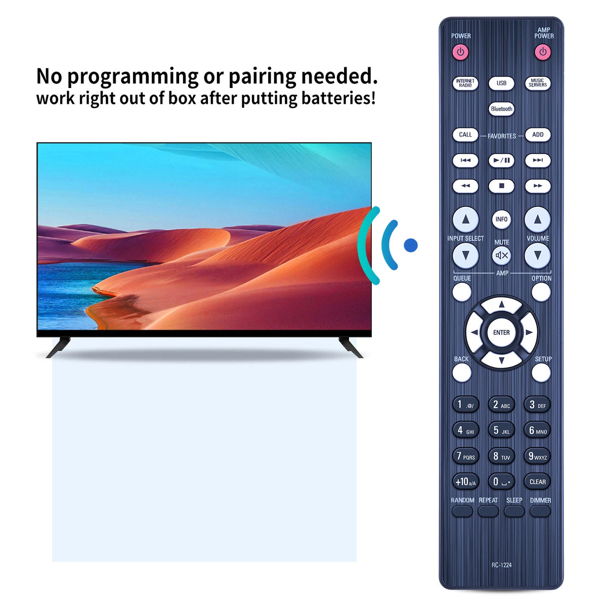 RC-1224 Remote Control For Denon AV Audio System DNP-800NE DNP800NE