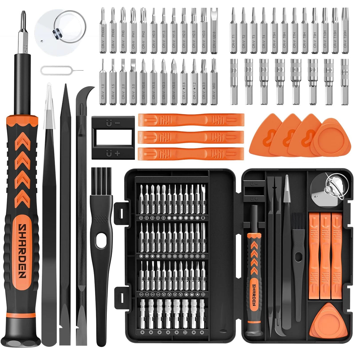 SHARDEN 58 in 1 Small Precision Screwdriver Set Magnetic Mini Small, Orange