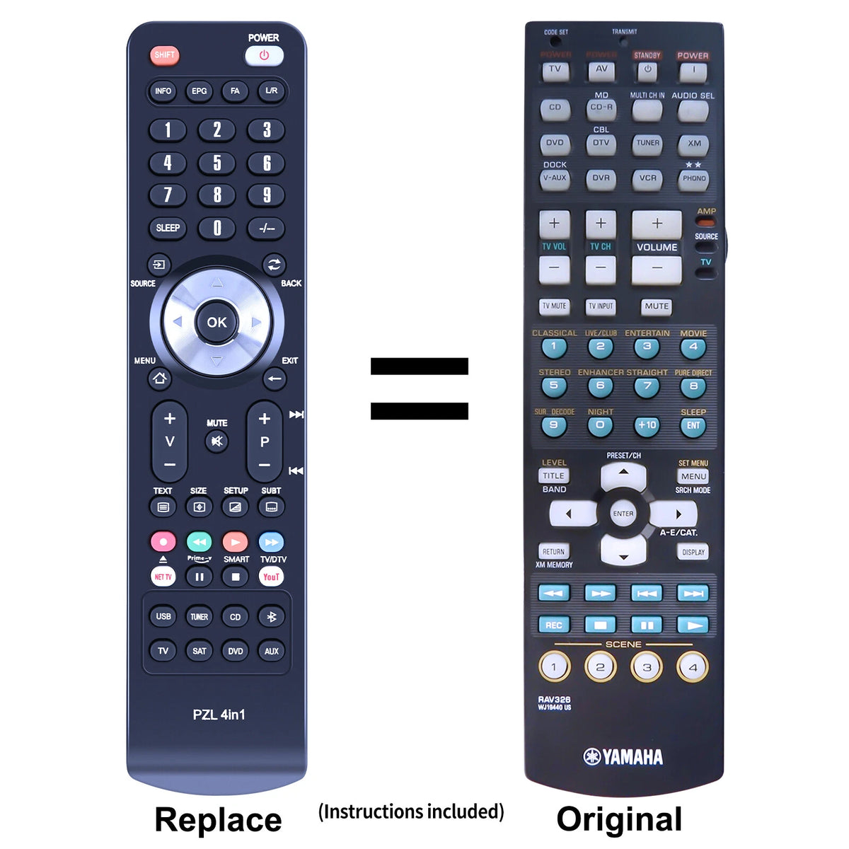 RAV326 WJ19440 US Replace Remote Control For Yamaha System Receiver RXV861