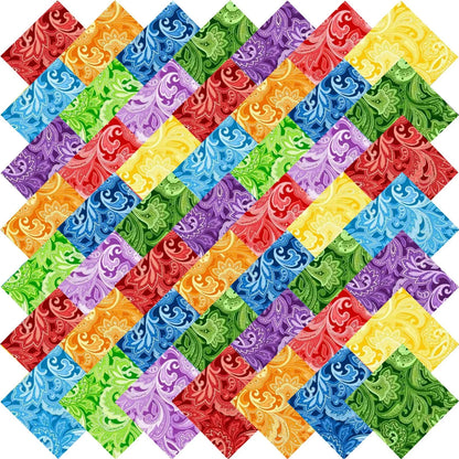 8"x 8" 50 PCS  Cotton Floral Fabric Squares Bundles 50 8"x8", Paisley