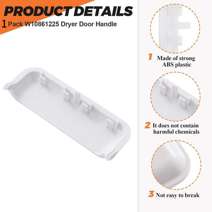 Dryer Door Handle W10714516 ABS Durable For Kenmore 110 Series Easy Installation