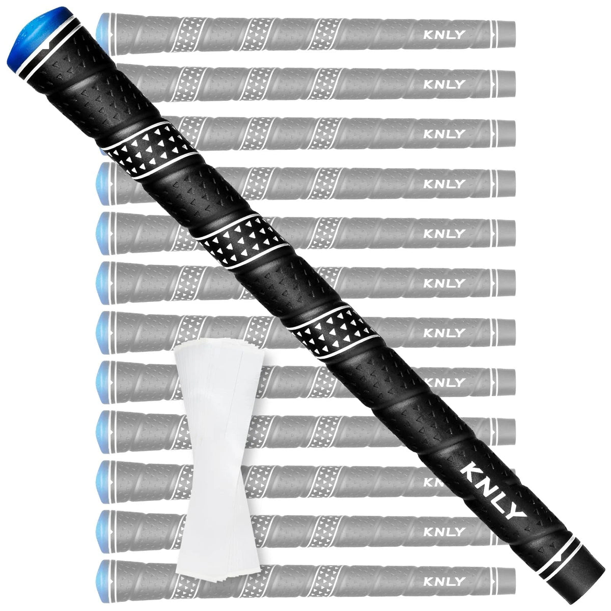 KNLY Wrap Golf Grips Set of 13- Triangular Concave Texture Control Black Blue
