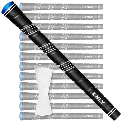KNLY Wrap Golf Grips Set of 13- Triangular Concave Texture Control Black Blue