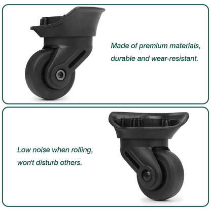 Ech.Apr 2Pcs Luggage Wheels Replacement, Rubber Swivel 2pcs, Black
