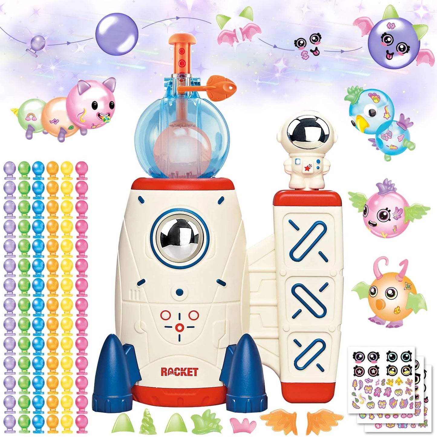 219pcs Space Magic DIY Balloon Kit with Pump, Sticky Maker Colorful
