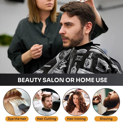 Barber Cape 13Pcs with Neck Duster Brush Adjustable, Extra 63"*55", Black