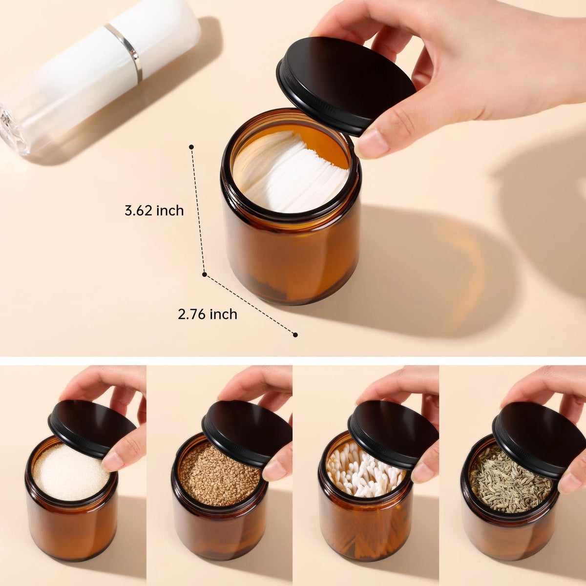 GIVAMEIHF 8oz Amber Glass Jars with Lids 15 Pack - 8oz, Dark brown-15