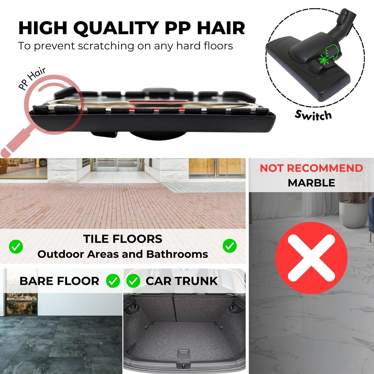 Replacement Vacuum Head Compatible with Miele 35MM Connection, Black