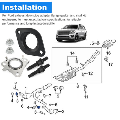 For Ford 2011-2019 F150 Transit Catalytic Converter Adapter and Gasket Kit