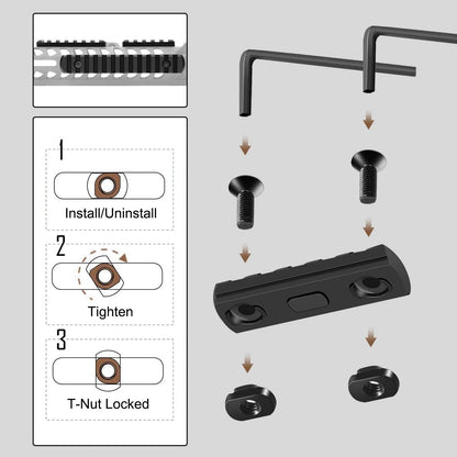 Bontok Single Picatinny Aluminum Accessory Rail Set 3 5 7 9 11 13 Slots Black