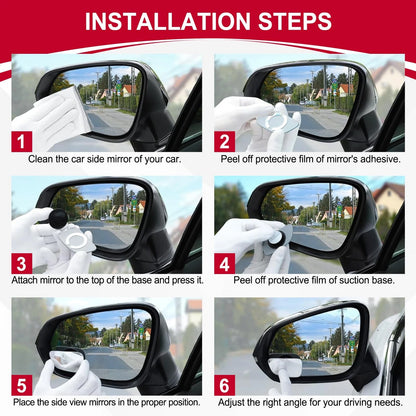 LivTee Blind Spot Car Mirror, HD Glass Frameless Adhesive Mount, Wedge-Shaped