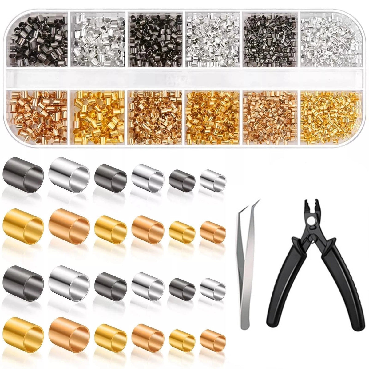 2200PCS  Plated Copper Crimping Beads Accessories For DIY Jewelry Making