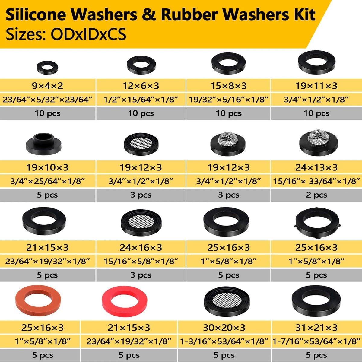 NBRINGO 1075 PCS 37 Sizes 3-in-1 Universal Plumbing Repair Kit 37, Black
