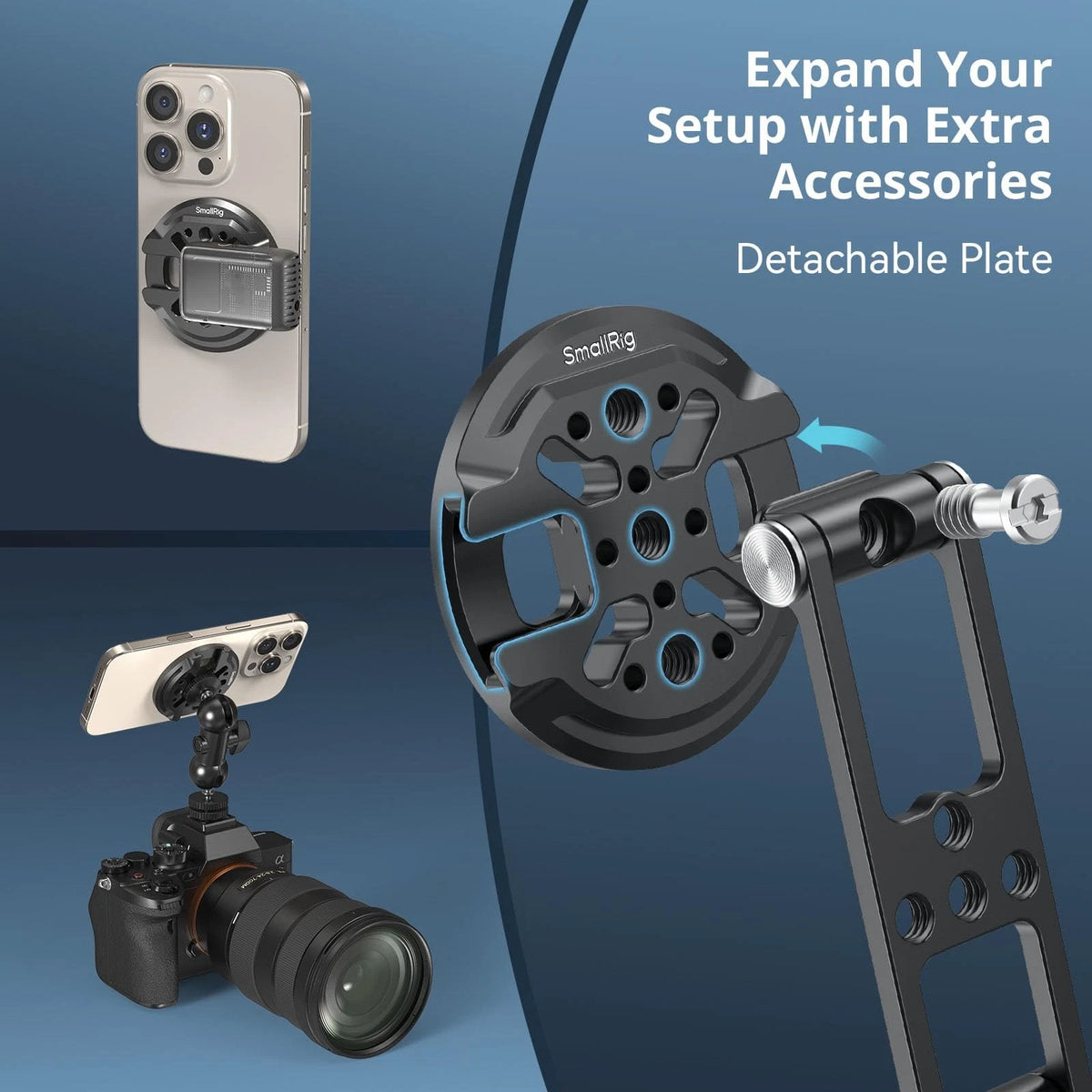 SMALLRIG Magnetic Metal Phone Mount with Cold Shoe Tripod Holder, black