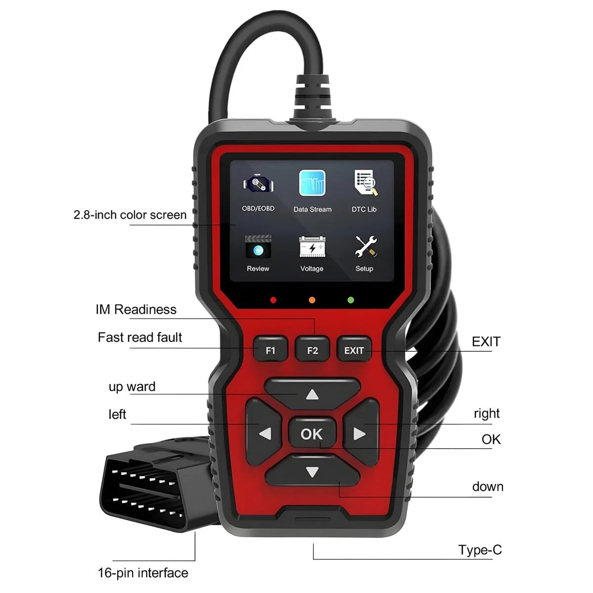BESULEN Car OBD2 Scanner, V519 Auto Code Reader, 2.6*1.7*0.6in, Black