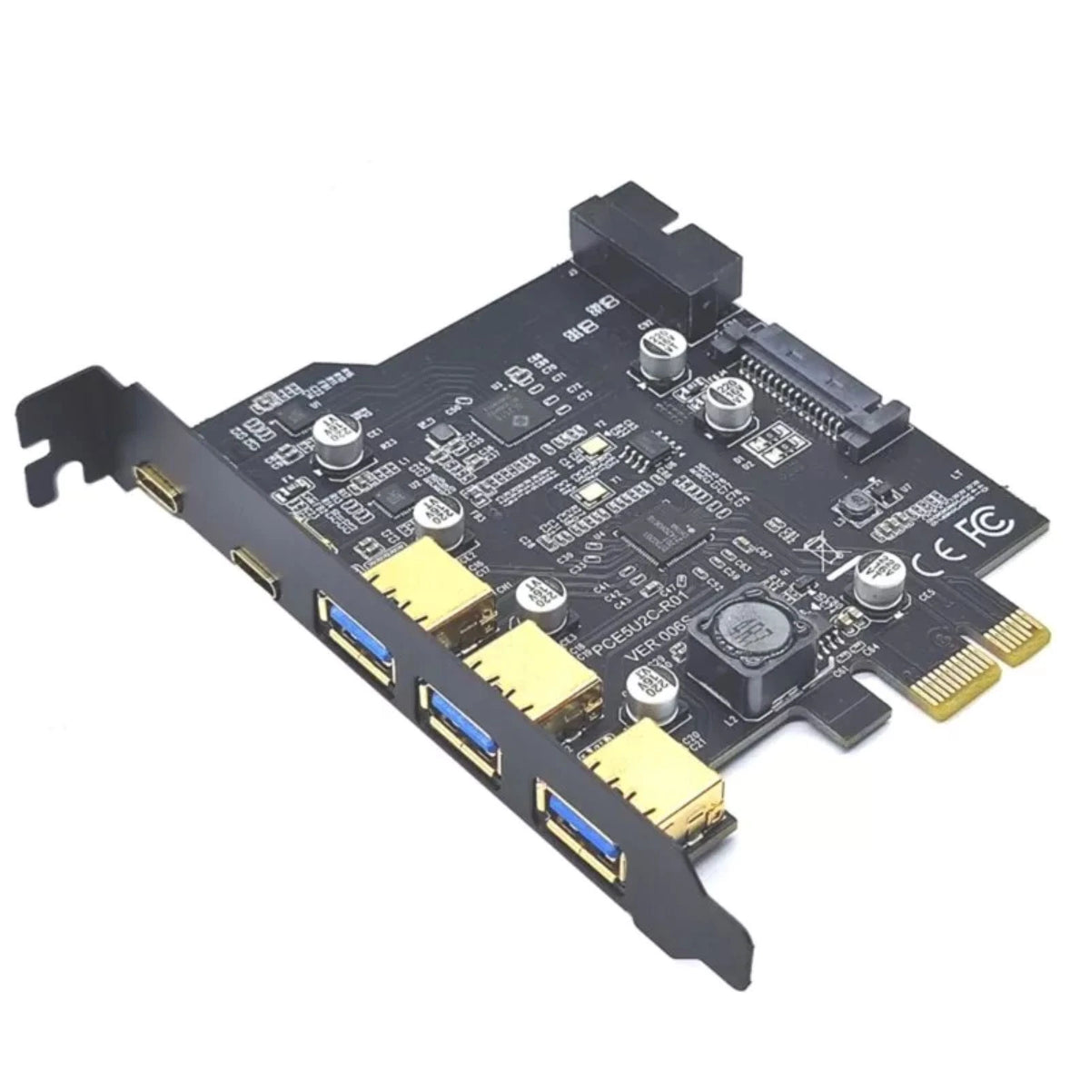 USB 3.2 GEN1 PCI-E Expansion Card 5 Port 2*Type-C 3*USB-A 19 Pin USB 3.0 5Gbps