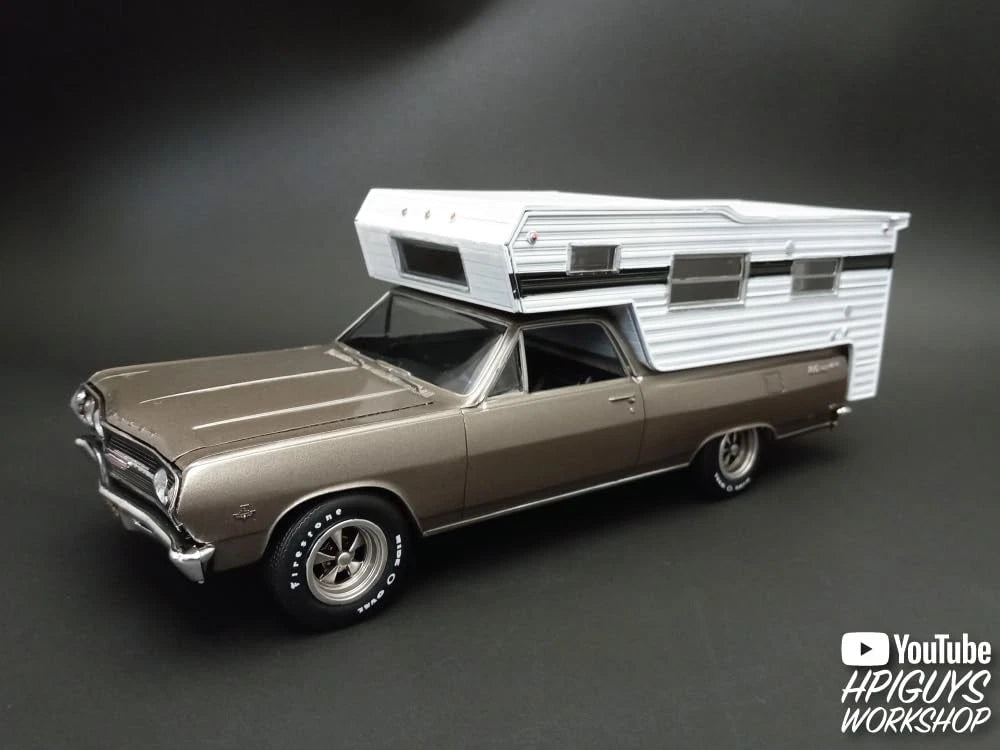 AMT 1965 Chevy El Camino w/Camper 1:25 Scale 8.25 inches long, Molded Color