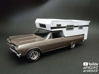 AMT 1965 Chevy El Camino w/Camper 1:25 Scale 8.25 inches long, Molded Color