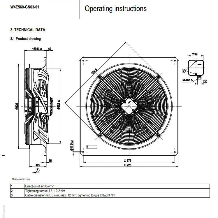 Ebmpapst W4E560-GN03-01 Axial Fan AC 230V 1185RPM  ??560MM Air Conditioning Fan