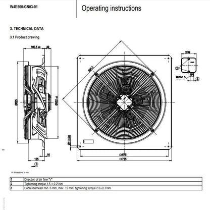 Ebmpapst W4E560-GN03-01 Axial Fan AC 230V 1185RPM  ??560MM Air Conditioning Fan