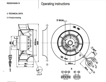Ebmpapst R2D225-RA26-15 Centrifugal Fan AC 400/460V 0.27/0.33A Inverter Fan