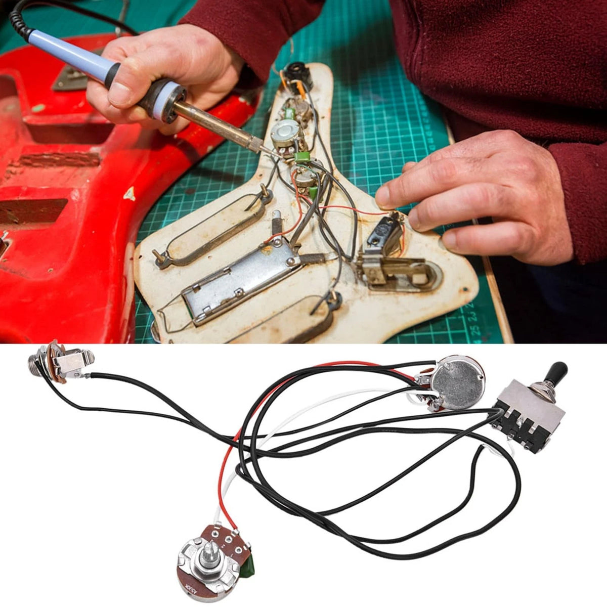 Moofey Electric Guitar Parts, Wiring Harness with 3 Way Chrome Box Toggle...