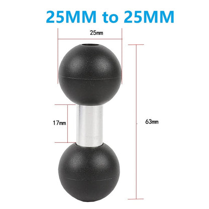 25mm to 25mm Double Ball Joint Adapter Flexible For Brackets Black