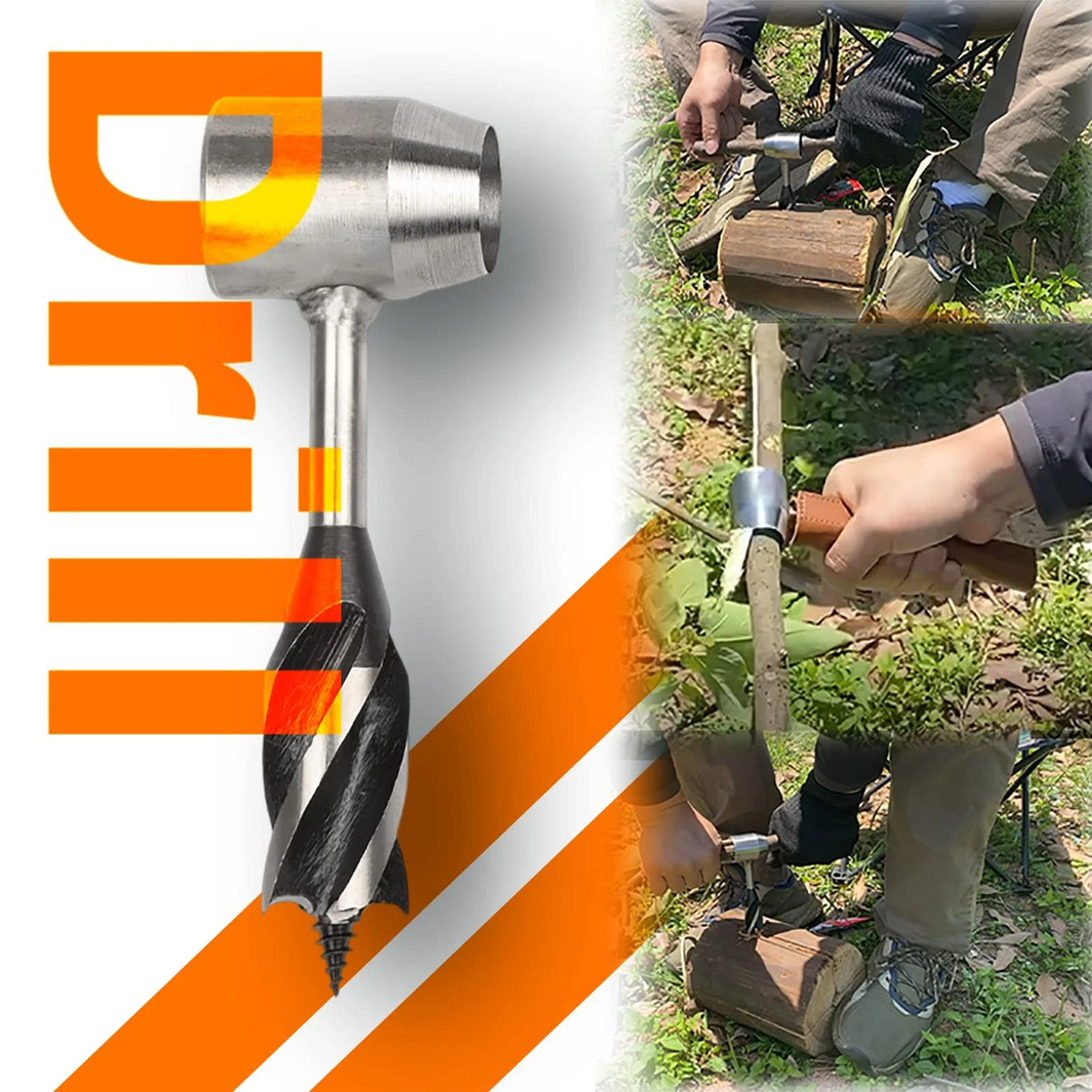 Bushcraft Gear Hand Auger Drill,Survival Tools with Folding Saw Making 1“Dia