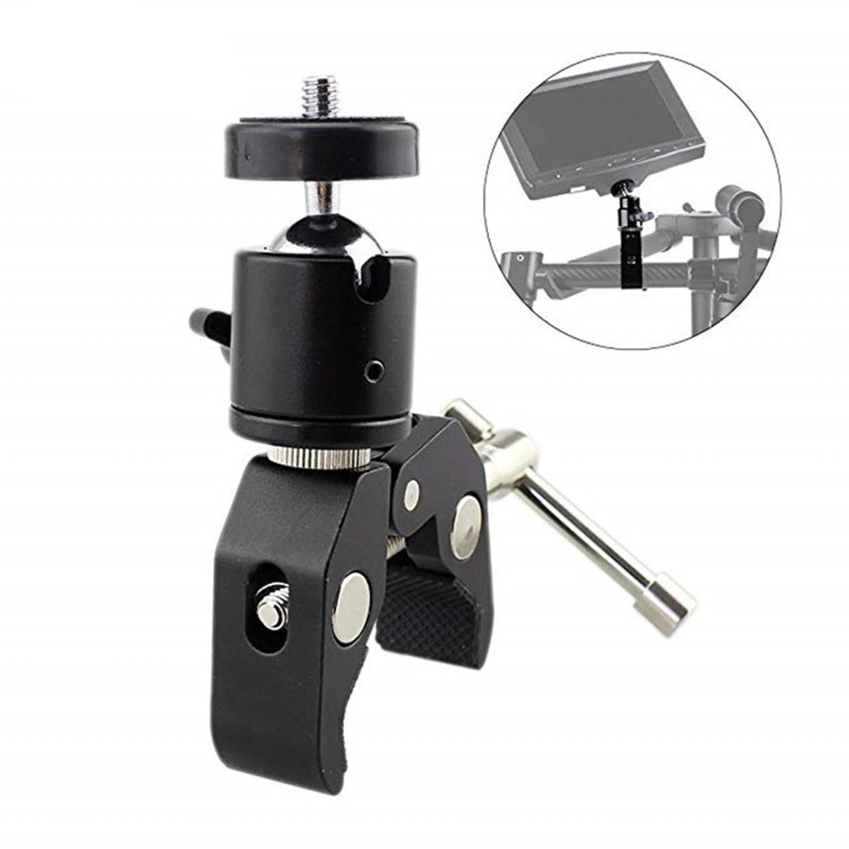 360° Rotate 1/4"-20 Ball Head Super Clamp Mount for DSLR Camera Tripod Monitor