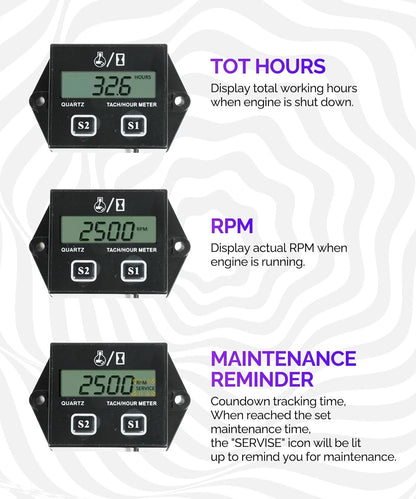 RACOONA Digital Tachometer,Hour Meters for Small Engines,Car Accessories...