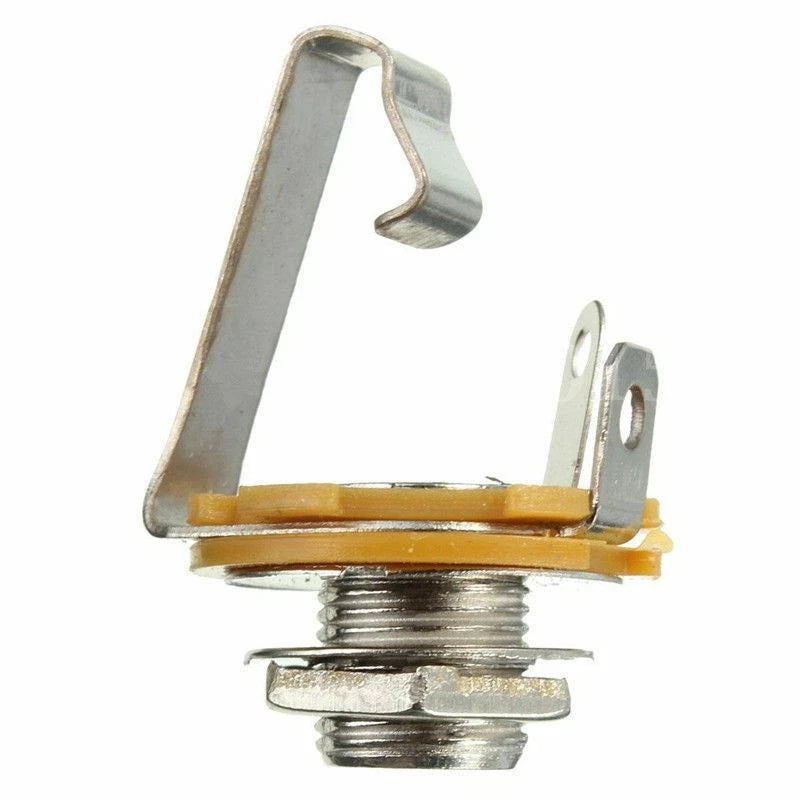 10 Pcs Mono 1/4" 6.35mm ID Jack Socket Connector Panel Mount Guitar Plate;