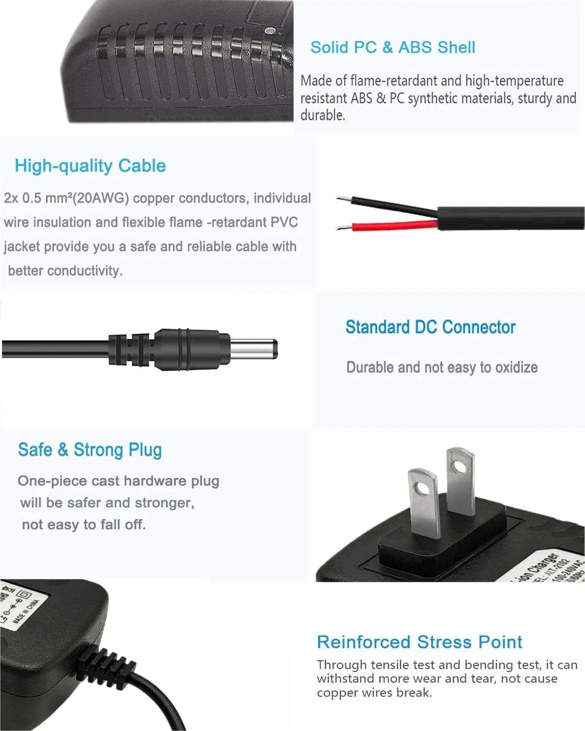 12.6V 2A AC/DC Adapter Wall Charger 100-240 AC to DC 12.6volt 2A, Black