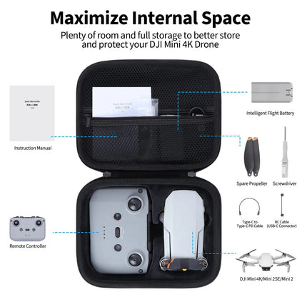 Peyyargo Storage Case Compatible with DJI Mini 4K Drone 6x3x1 inches, Black