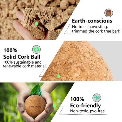 COENGWO Cork Massage Ball, Myofascial Release Yoga 3 Inch(No Bag)