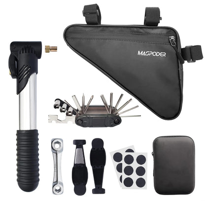 MASPODER Bike Tool Kit, Repair Kit with Frame Bag, Mini Regular size, Black