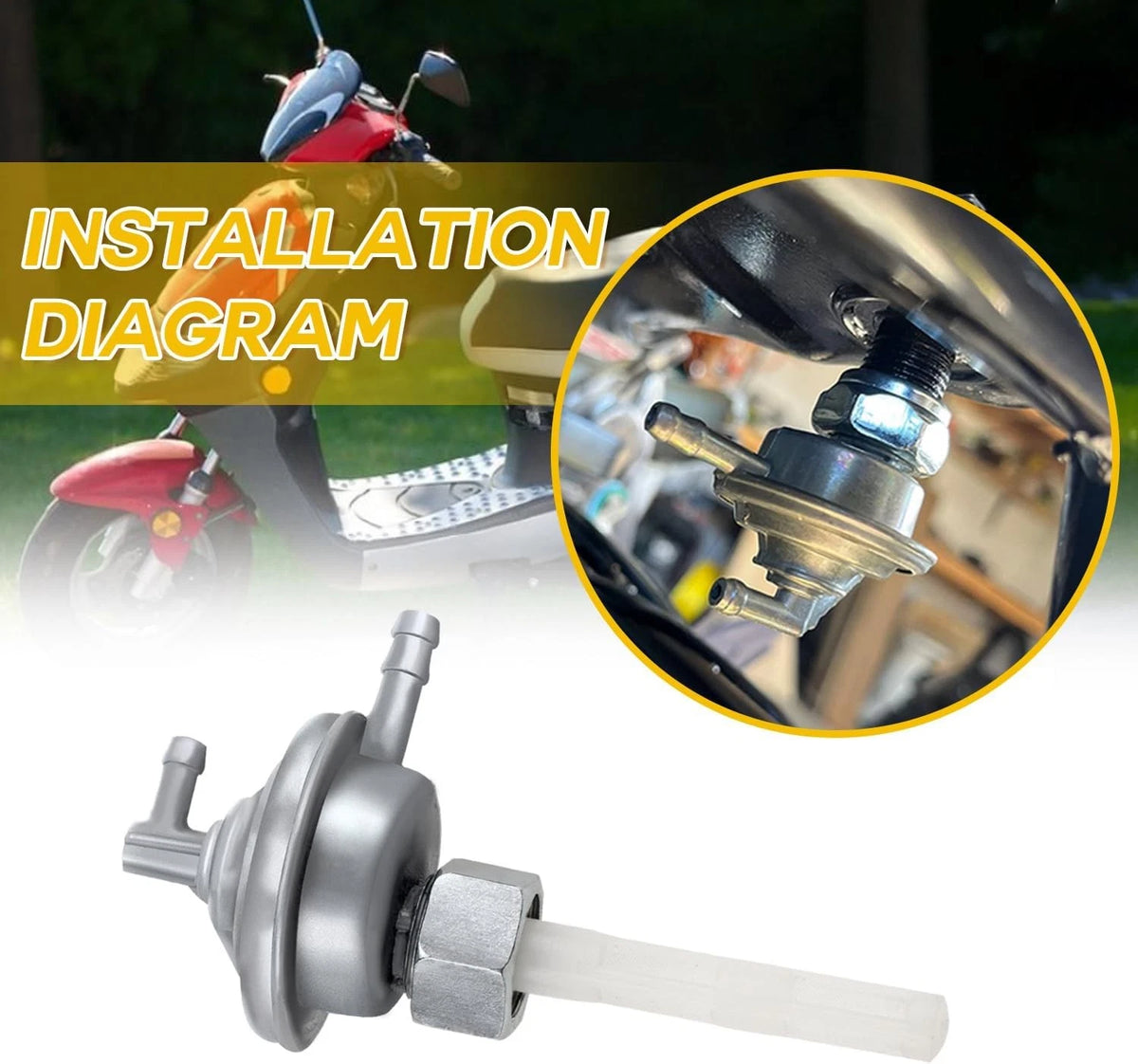 HIAORS Gas Fuel Switch Pump Valve Petcock for GY6 50cc 139QMB Twister 150cc...