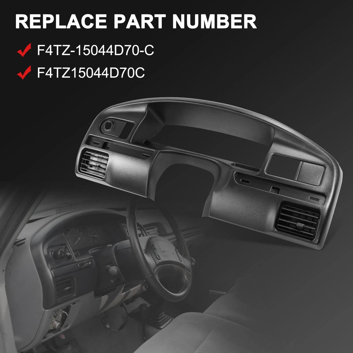Dashboard Instrument Cluster Panel Bezel Black Replacement For Ford
