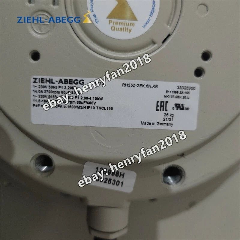 Ziehl-abegg RH35Z-2EK.6N.XR Replace RH35B-2EK.6N.2R 230VAC Centrifugal Fan