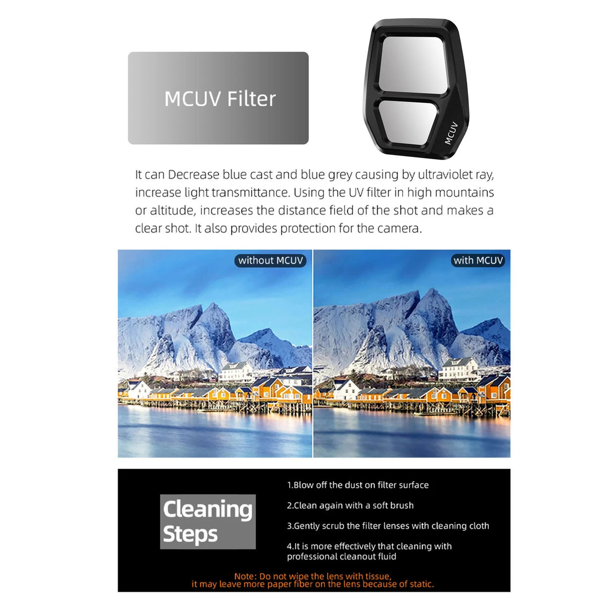 MCUV Lens Filter For DJI Air 3S Drone Waterproof&Oil-proof Robust Aluminum Frame
