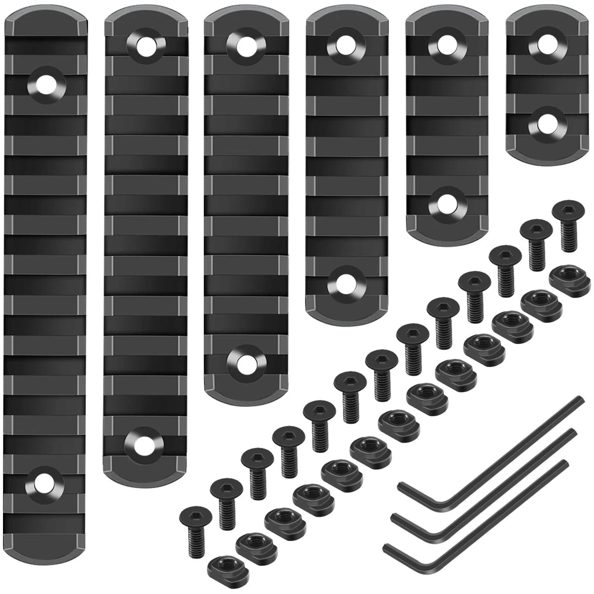 REERON Single Picatinny Rail Section Adapter 6 Pack 3 5 7 9 11 13 Slot Black