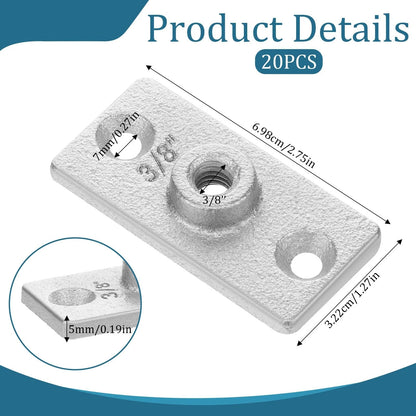 20 Pcs Ceiling Flange Hangers for 3/8" Threaded Rod Plate Silver