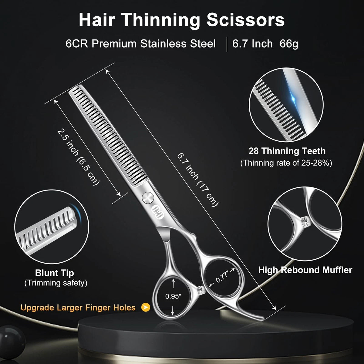 CIICII Hair Cutting Scissors 6.7 Inch Scissors, Silver Kit