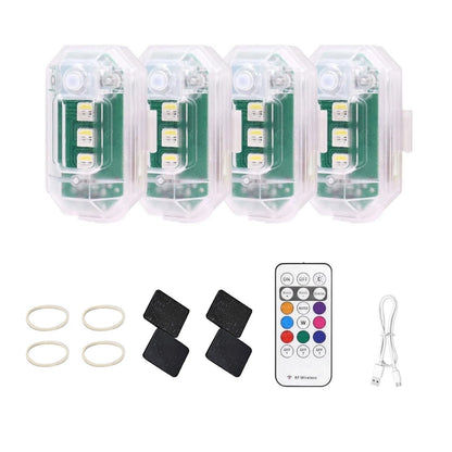 4Pcs Wireless LED Strobe Light with Remote Control RGB 8 Colors Warning Lights