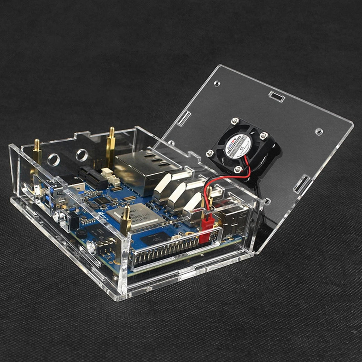 Acrylic Transparent Enclosure Case House W/ Cooling Fan For Orange Pi 5 Plus j