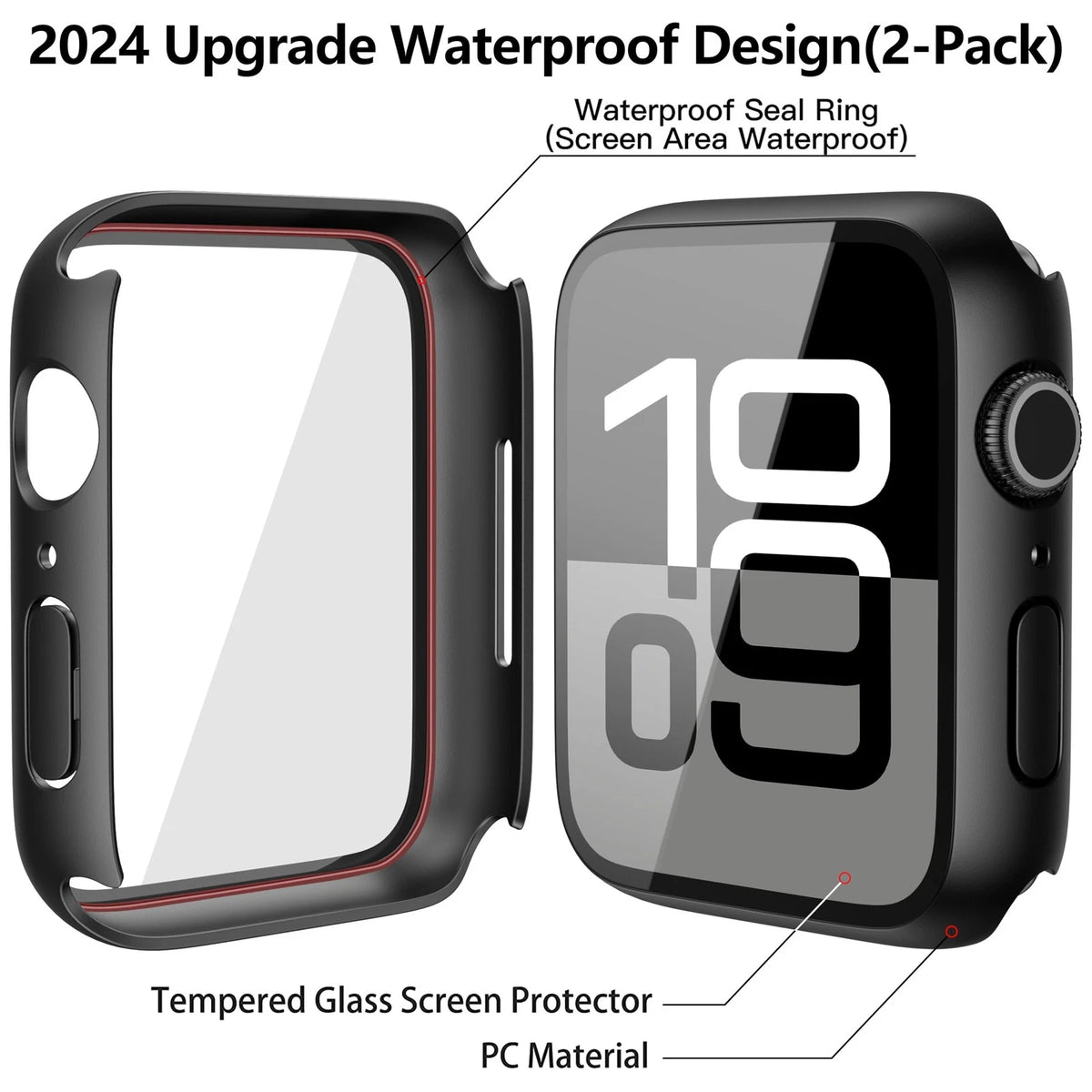 Misxi [2 Pack] Waterproof Hard 46mm(2-Pack) for Series 11/10, Matte Black