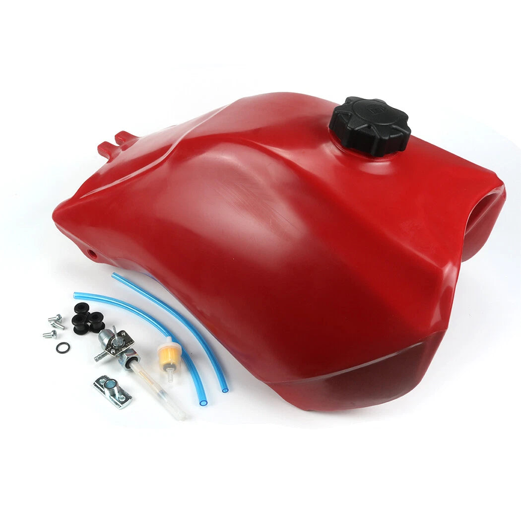 For HONDA TRX300 TRX 300 93-2000 PLASTIC GAS FUEL TANK FOURTRAX RED with petcock