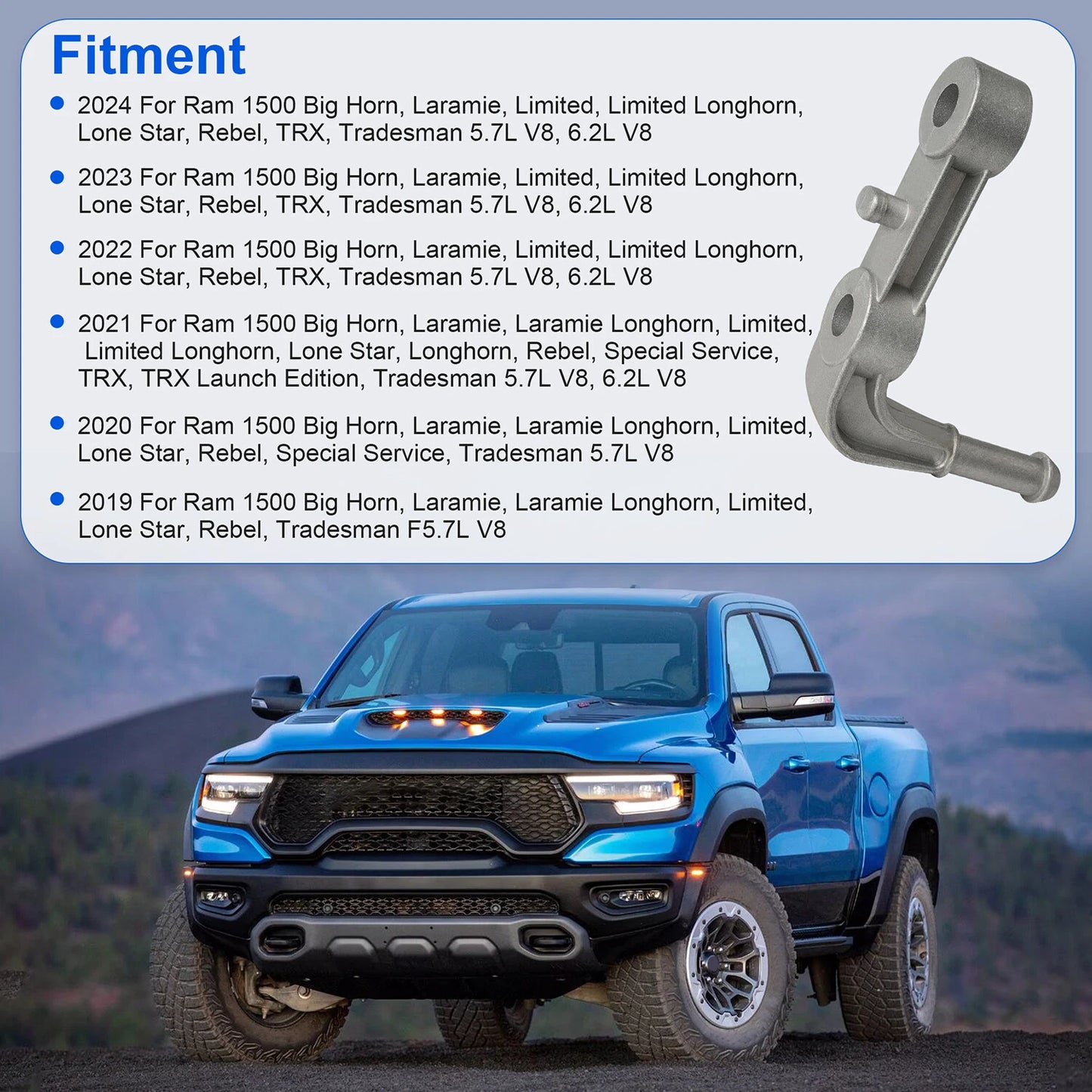 Driver Side Rear Muffler Exhaust Bracket For Ram 1500 5.7L 6.2L 19-24 68275662AB